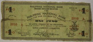 1941 Philippines Emergency Currency One Peso Note