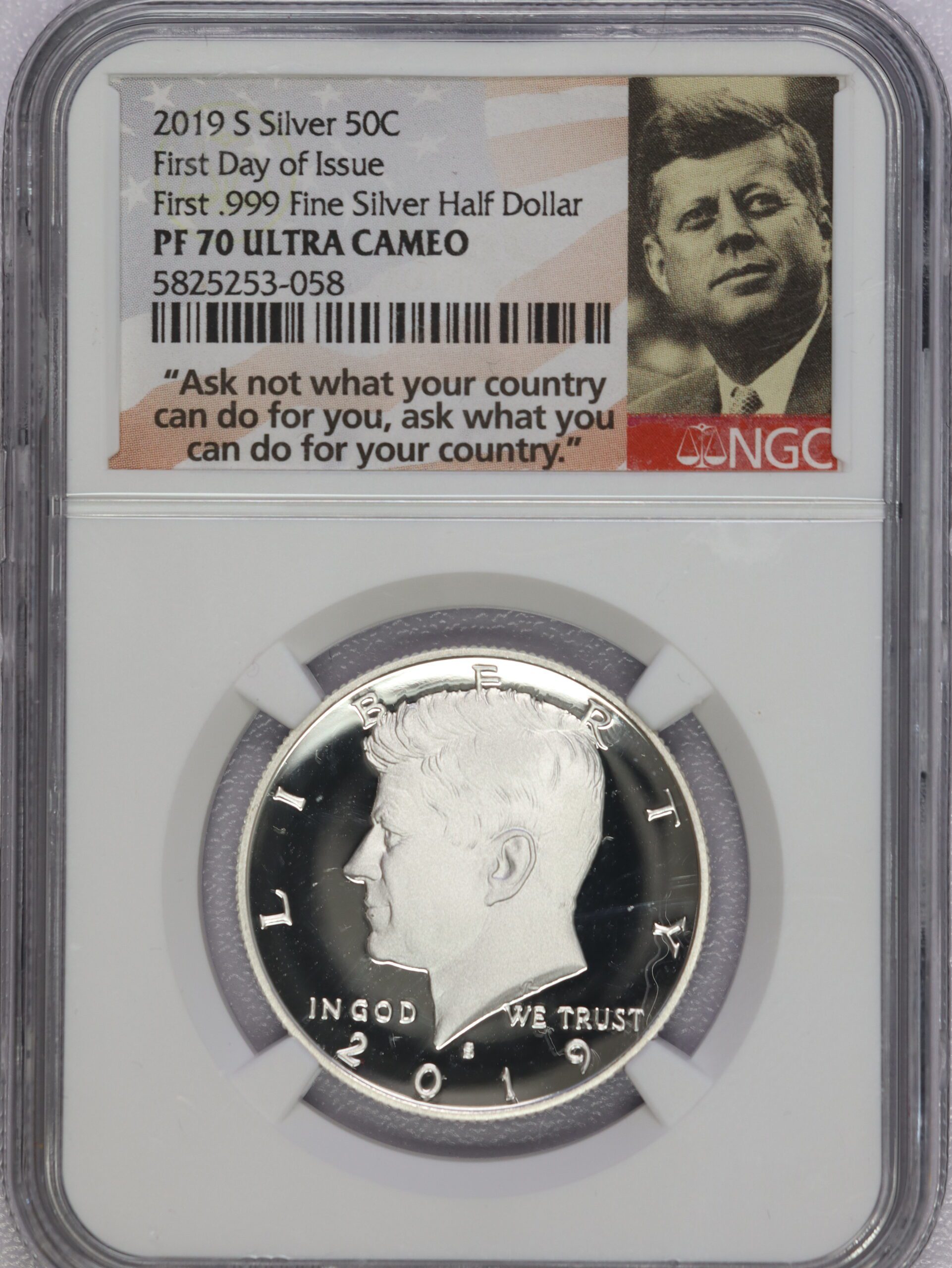 2019 S Kennedy Half Dollar .999 Silver FDI PF70 NGC – Portsmouth