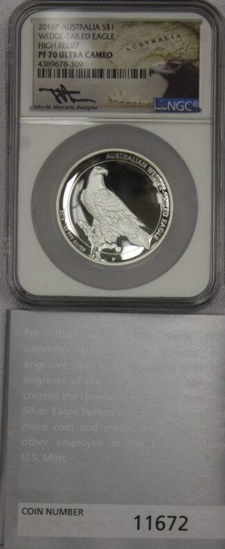 2016 Australian Wedge Tailed Eagle High Relief NGC PF70 Ultra Cameo In Original Box With Papers