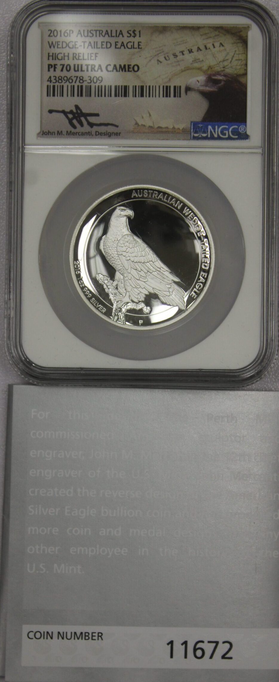 2016 Australian Wedge Tailed Eagle High Relief NGC PF70 Ultra