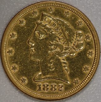Auction - 1882 $5 Gold Liberty Quarter Eagle Harshly Cleaned