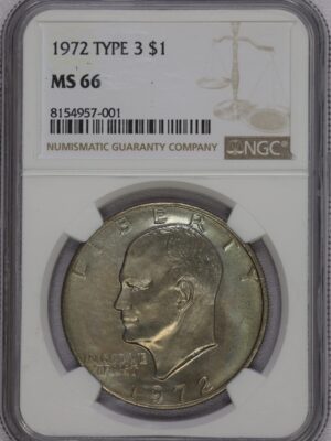 1972 Eisenhower Dollar Type 3 Reverse Earth MS66 NGC