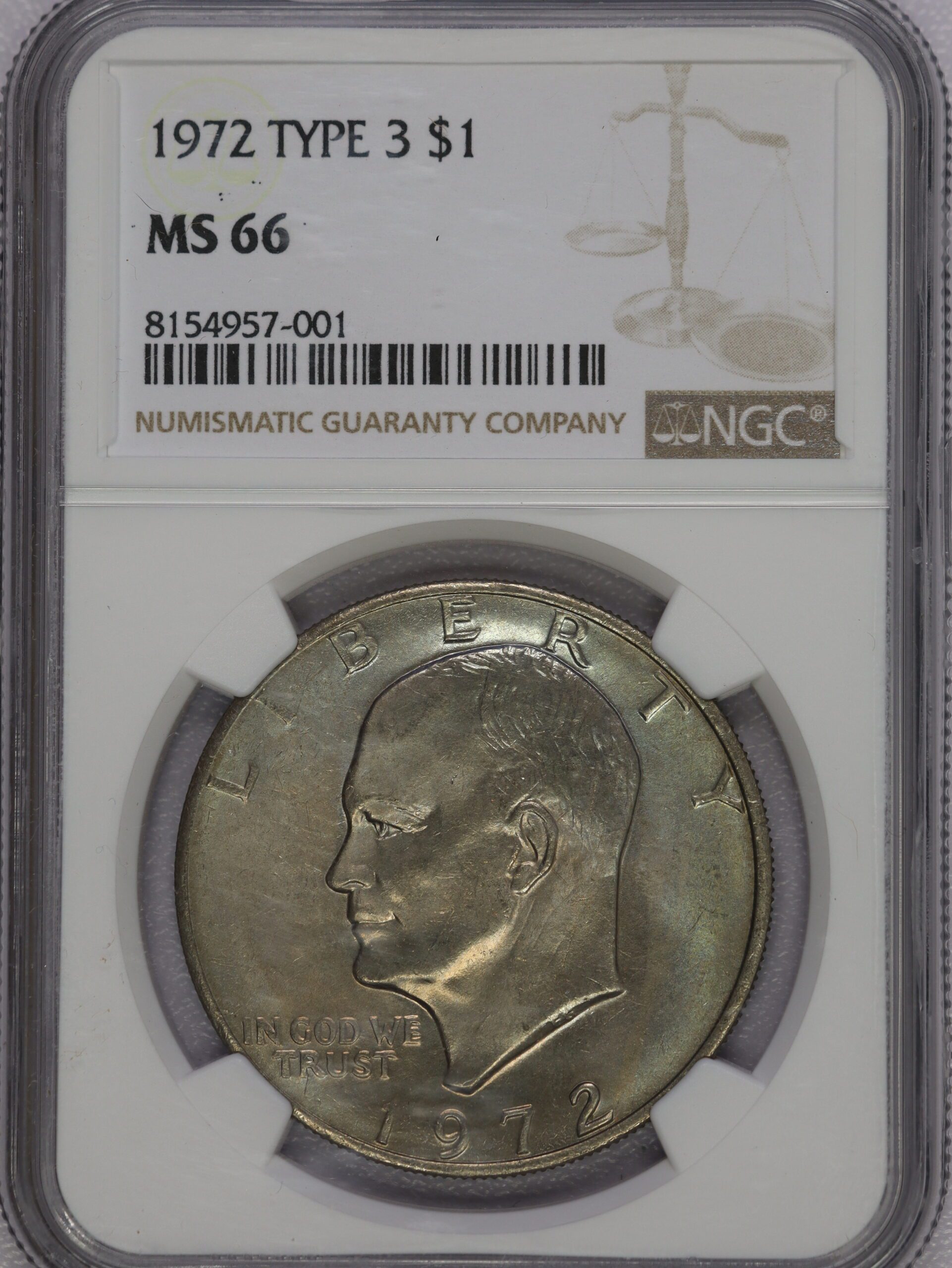 1972 Eisenhower Dollar Type 3 Reverse Earth MS66 NGC