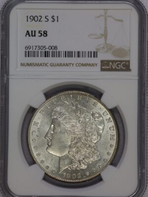 1902 S Morgan Dollar AU58 NGC
