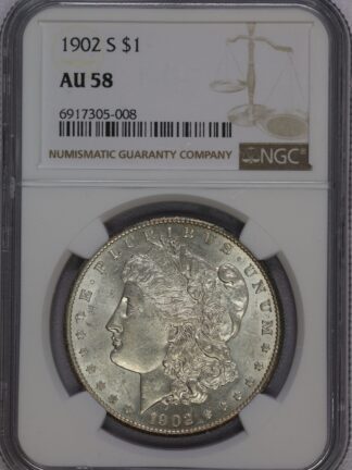 1902 S Morgan Dollar AU58 NGC
