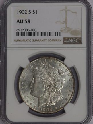 1902 S Morgan Dollar AU58 NGC