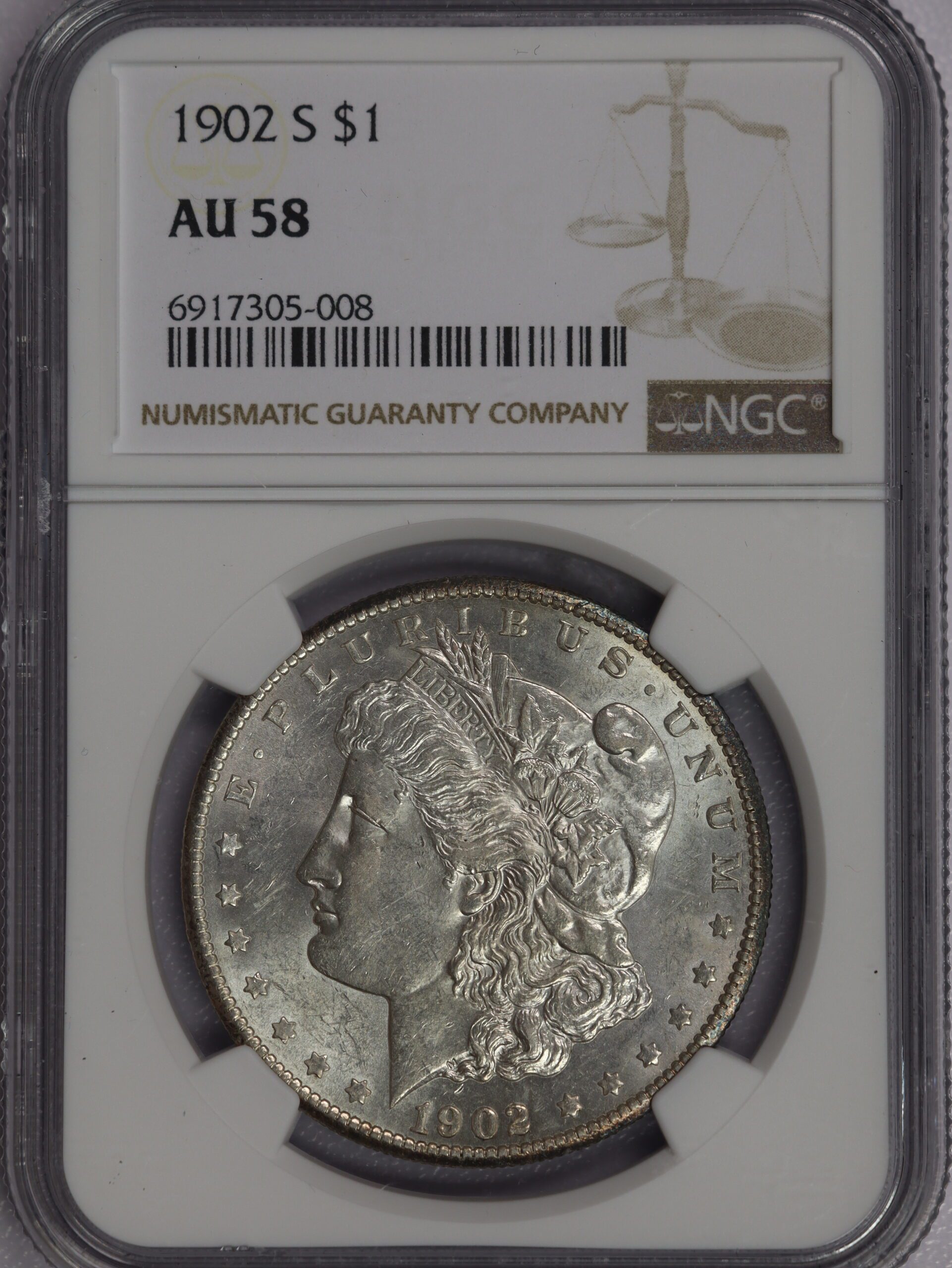 1902 S Morgan Dollar AU58 NGC