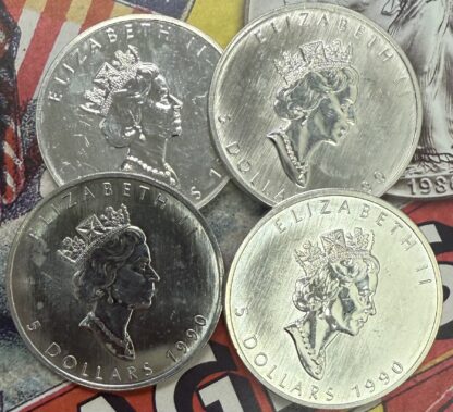 1990 Canada Silver Maple Leaf .9999 OZ Silver *Milk Spots