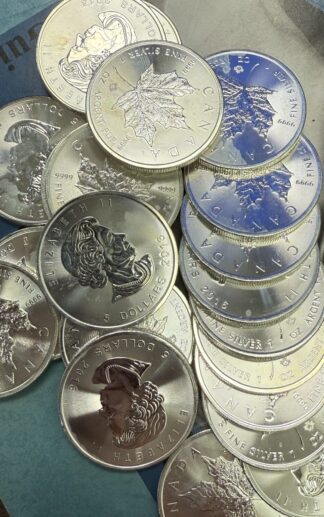 Random Canada Silver Maple Leaf 1 Ounce .9999 Fine Silver Milk Spots Toning