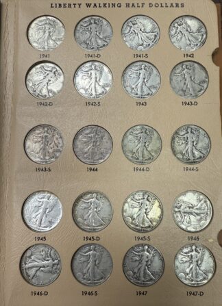 1941 To 1947 Walking Half Dollar Complete Collection In Whitman Album 20 Coins