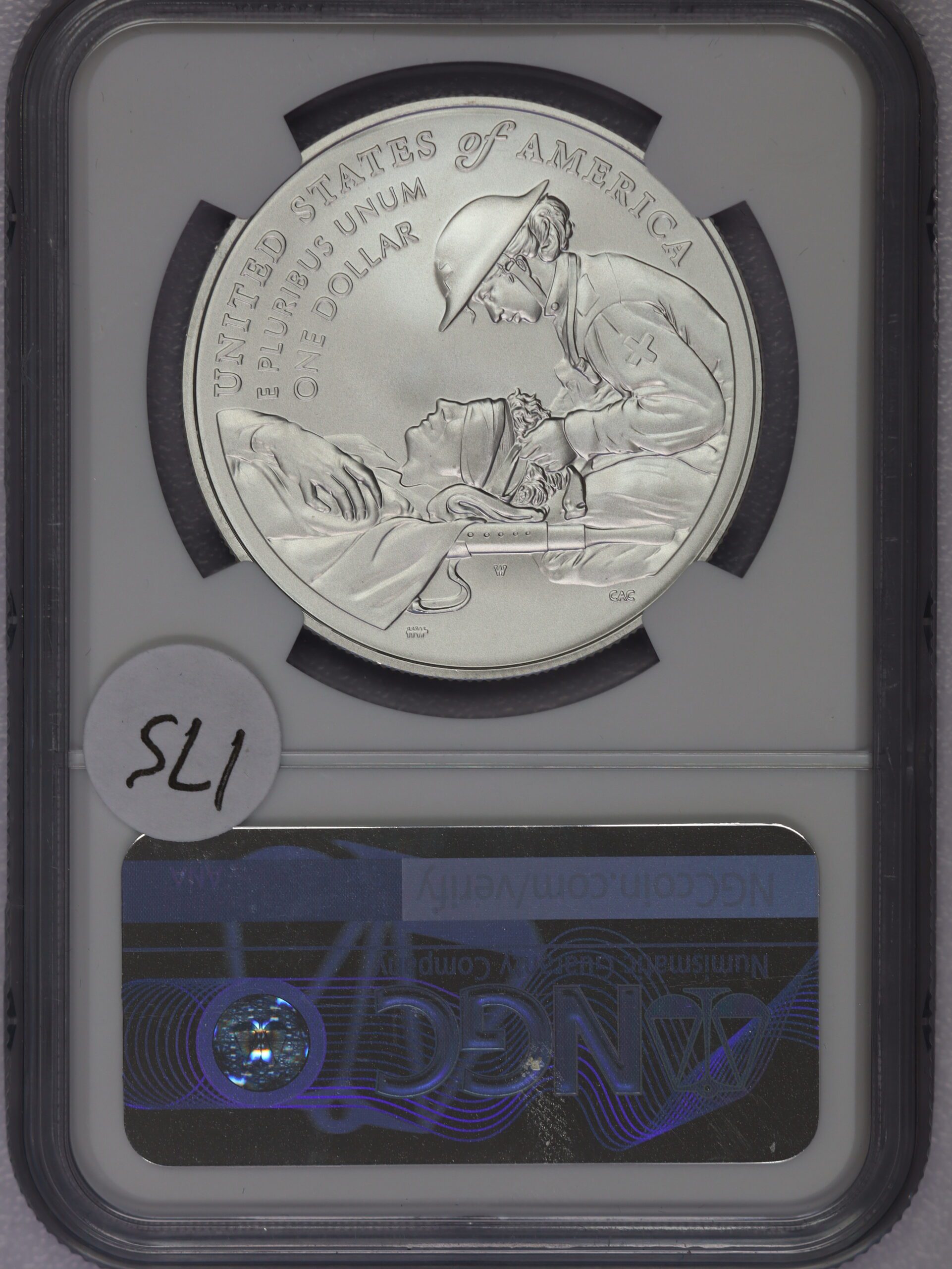 2022 W National Purple Heart Hall of Honor Commemorative Silver Dollar MS70 NGC - Image 3