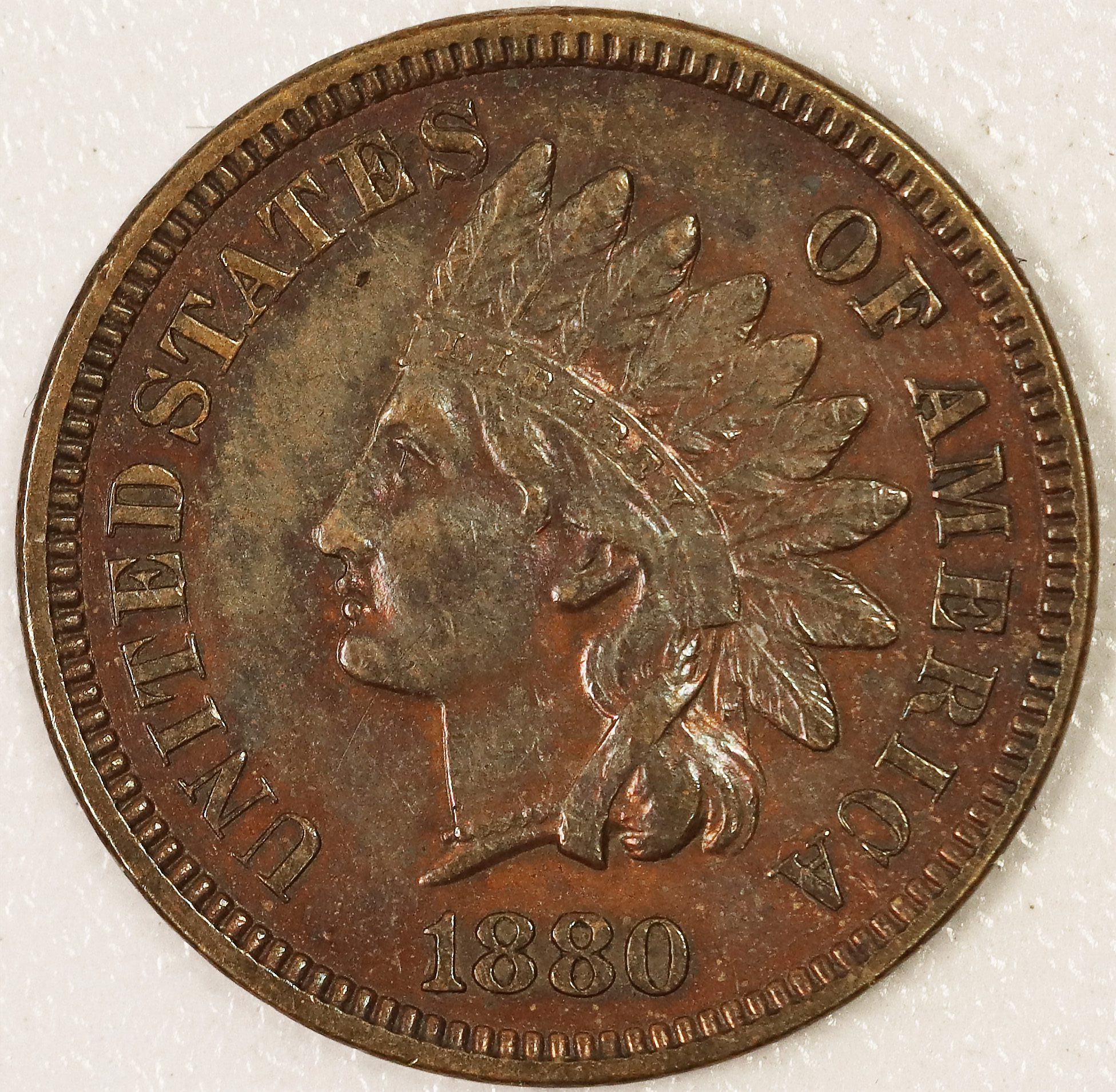 Auction - 1880 Indian Head Cent Questionable Toning EF