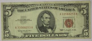 1963 Five Dollars United States Note Red Seal Circulated