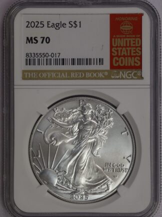 2025 Silver Eagle MS70 Red Book Label NGC