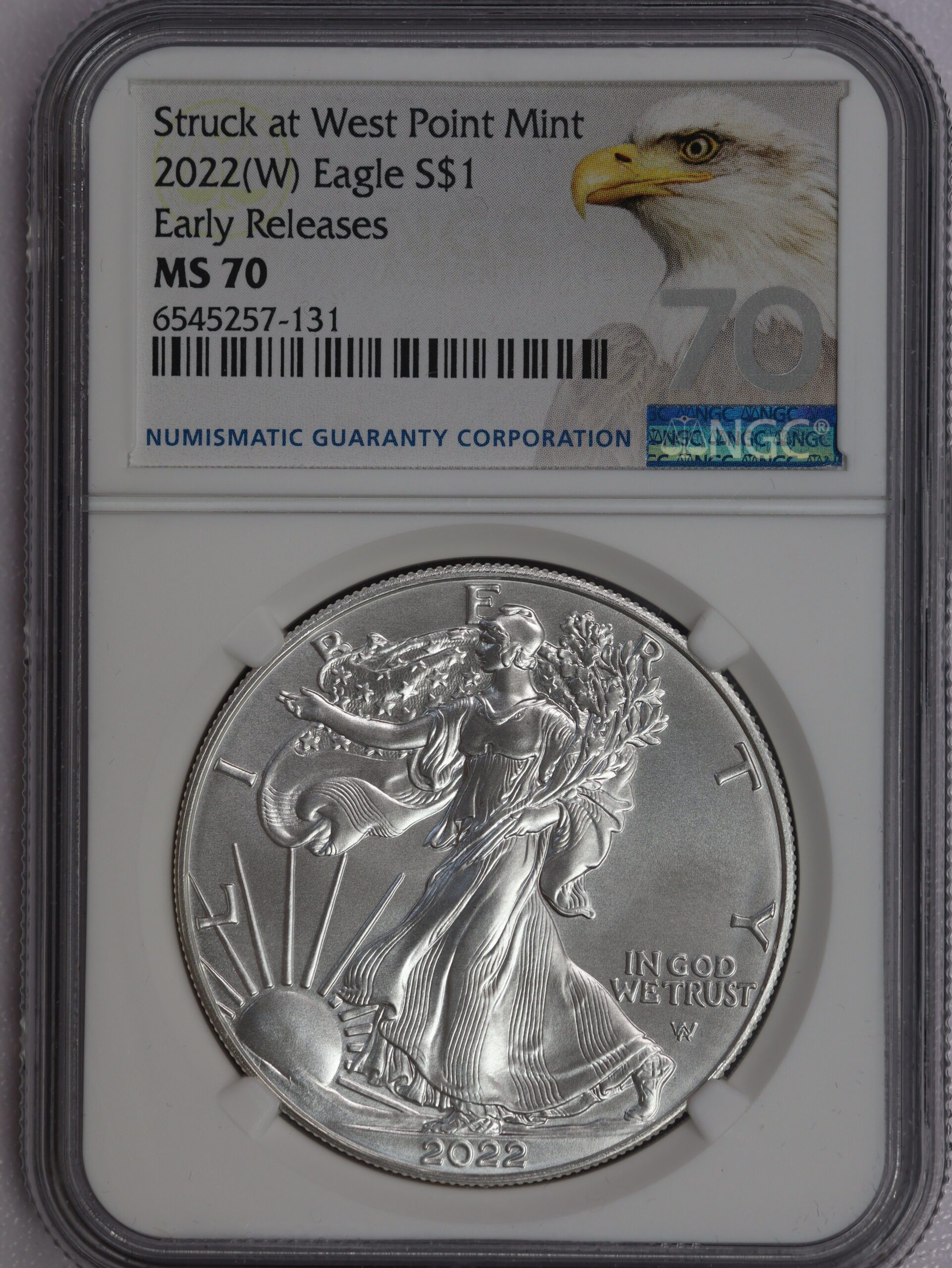 2022 (W) Silver Eagle Early Release Eagle White Label MS70 NGC