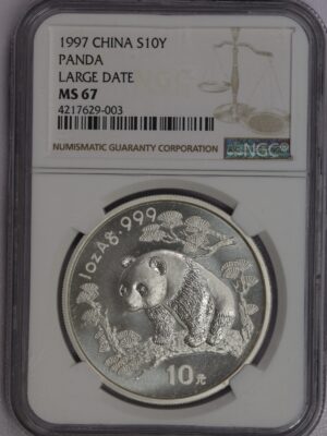 1997 China Panda Large Date S10Y MS67 NGC