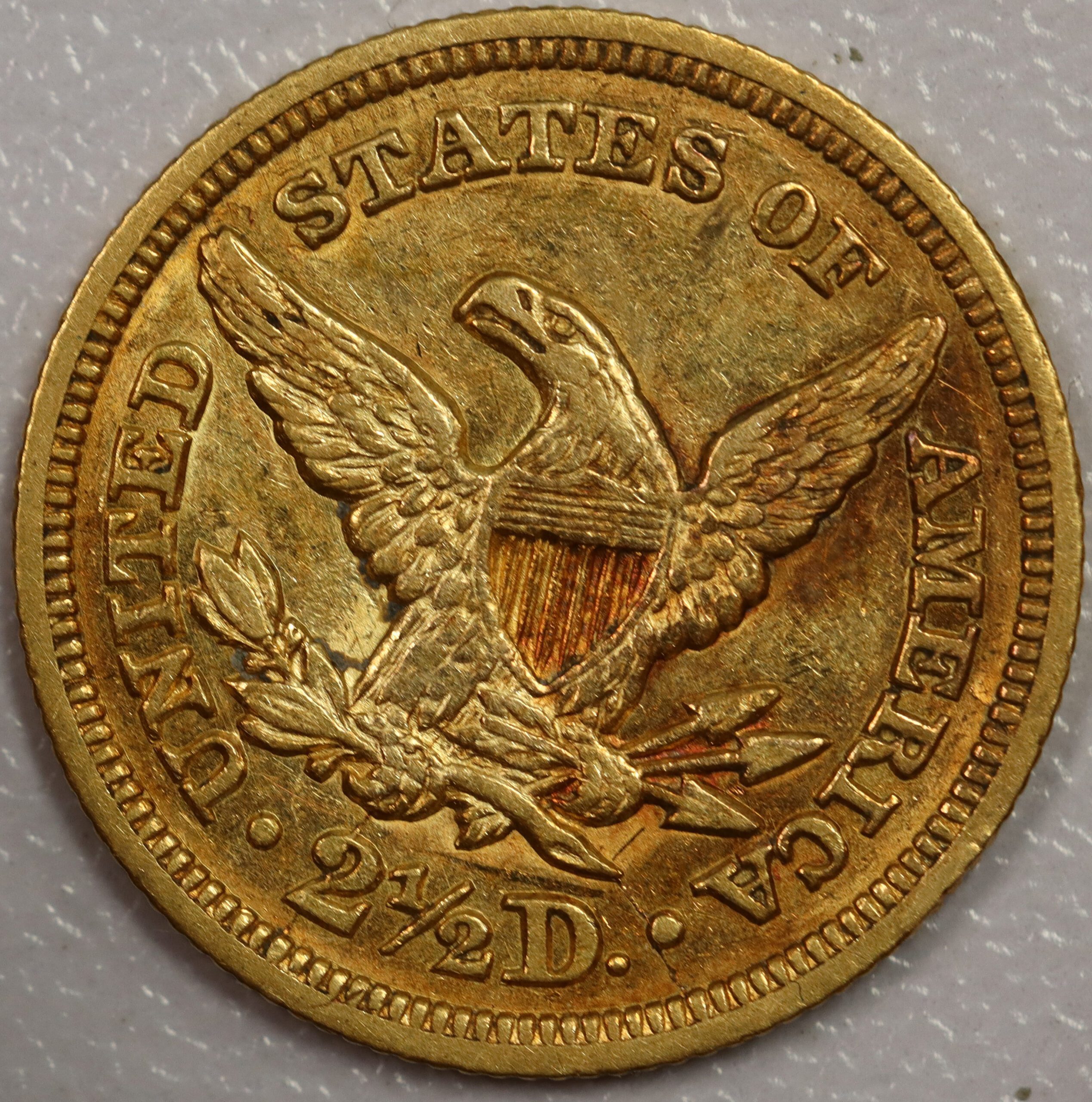 1845 Liberty Head $2.50 Gold EF Cleaned - Image 2