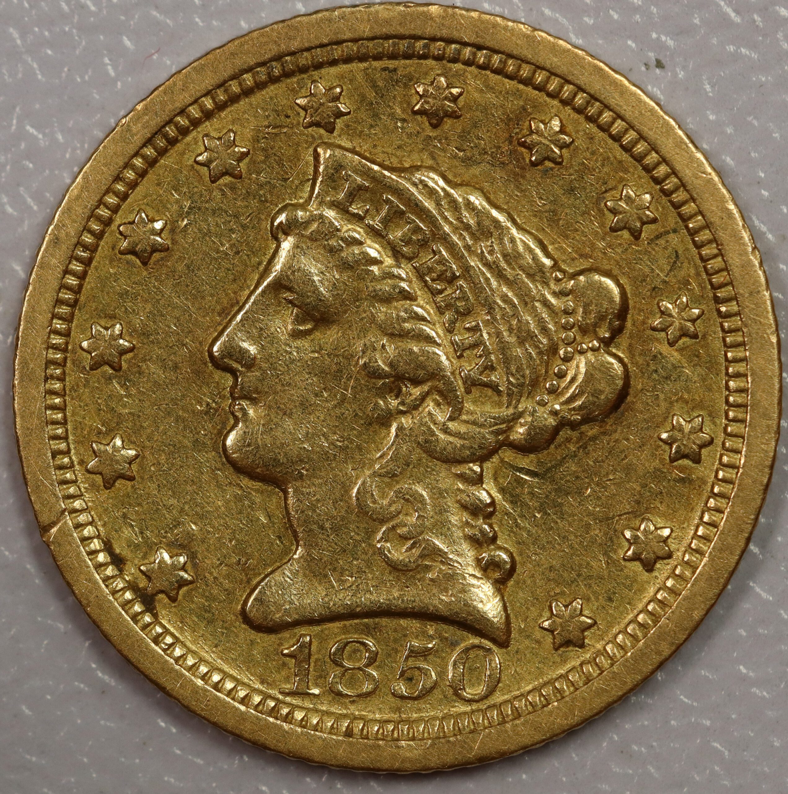 1850 O Liberty Head $2.50 Gold EF Cleaned