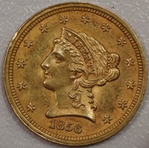 1856 Liberty Head $2.50 Gold AU Die Clash Nice Coin