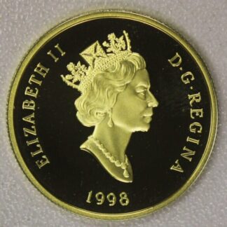 1998 Canada 100 Dollars Proof Gold Coin (75th Anniversary of Canada's 1st Nobel Prize) with Certificate of Authenticity (Half an ounce of Gold)