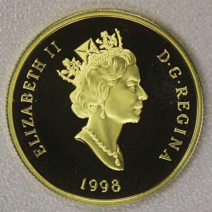 1998 Canada 100 Dollars Proof Gold Coin (75th Anniversary of Canada's 1st Nobel Prize) with Certificate of Authenticity (Half an ounce of Gold)