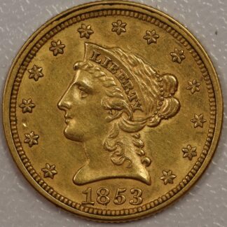 1853 Liberty Head $2.50 Gold AU Cleaned