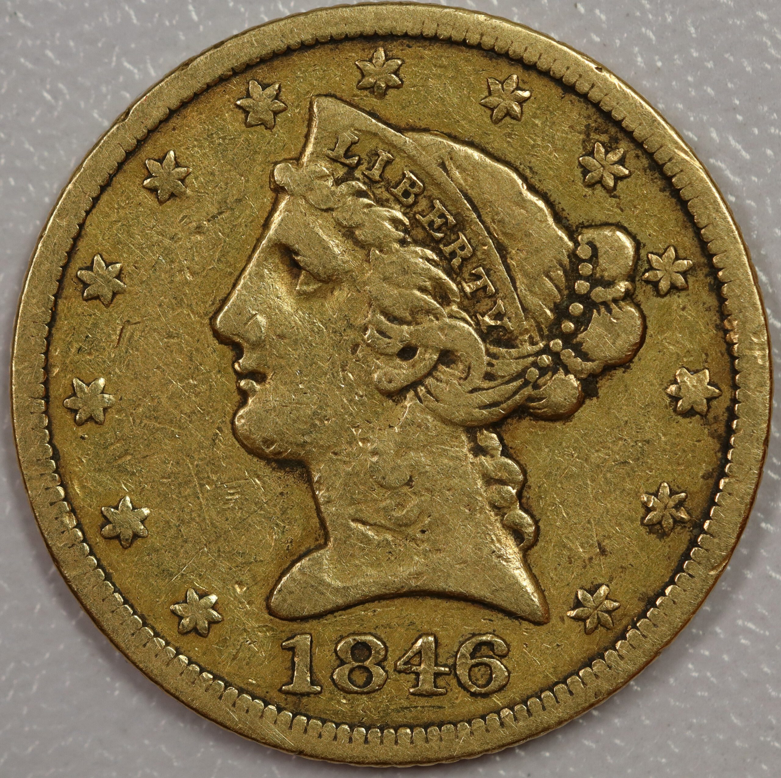 1846 Liberty Head $5 Gold Fine
