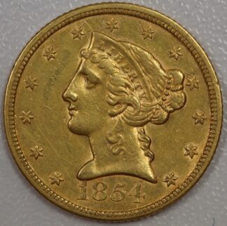 1854 Liberty Head $5 Gold EF Cleaned
