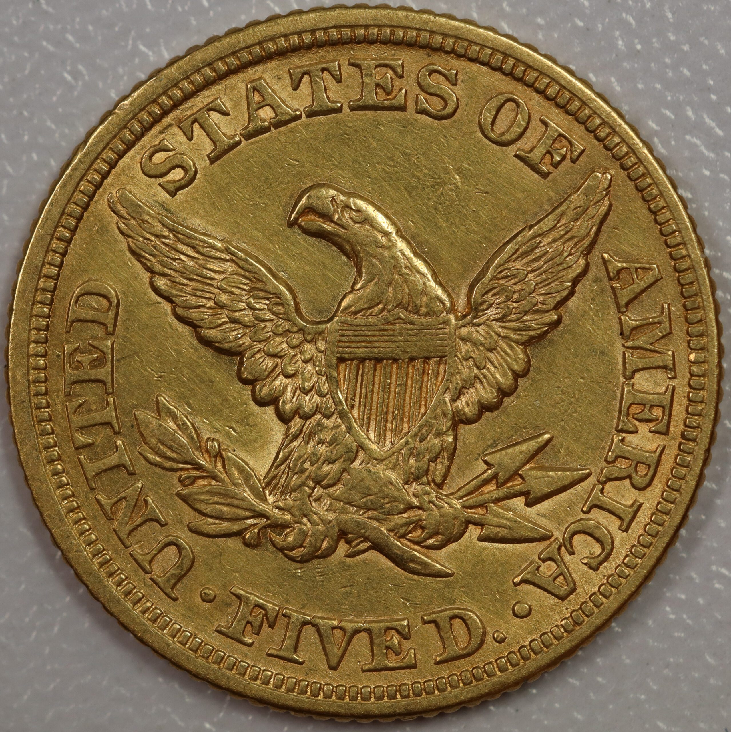 1854 Liberty Head $5 Gold EF Cleaned - Image 2
