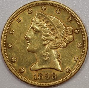 1898 S Liberty Head $5 Gold EF Cleaned