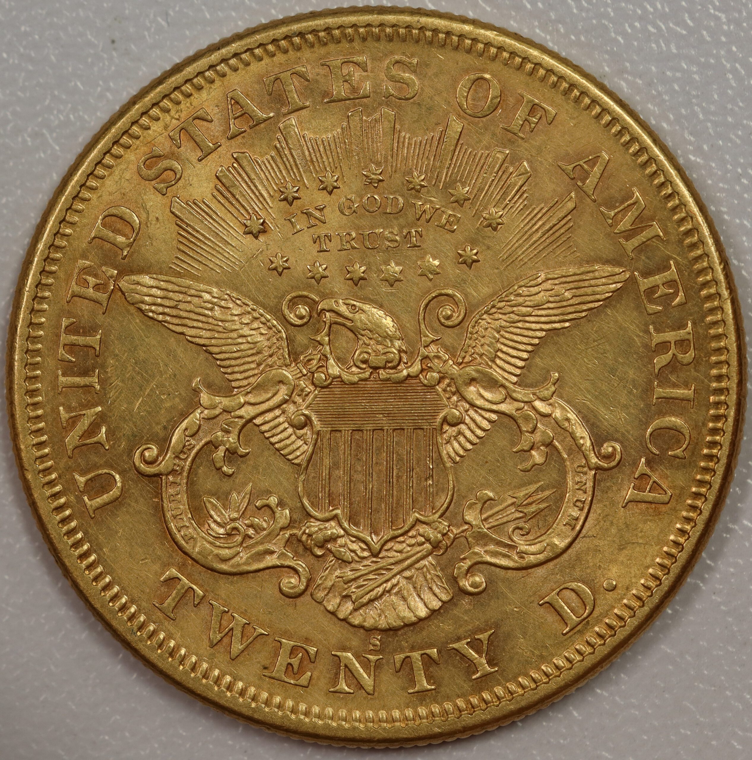 1874 S Liberty Head $20 Gold AU Surfaces Smoothed (Cleaned) - Image 3