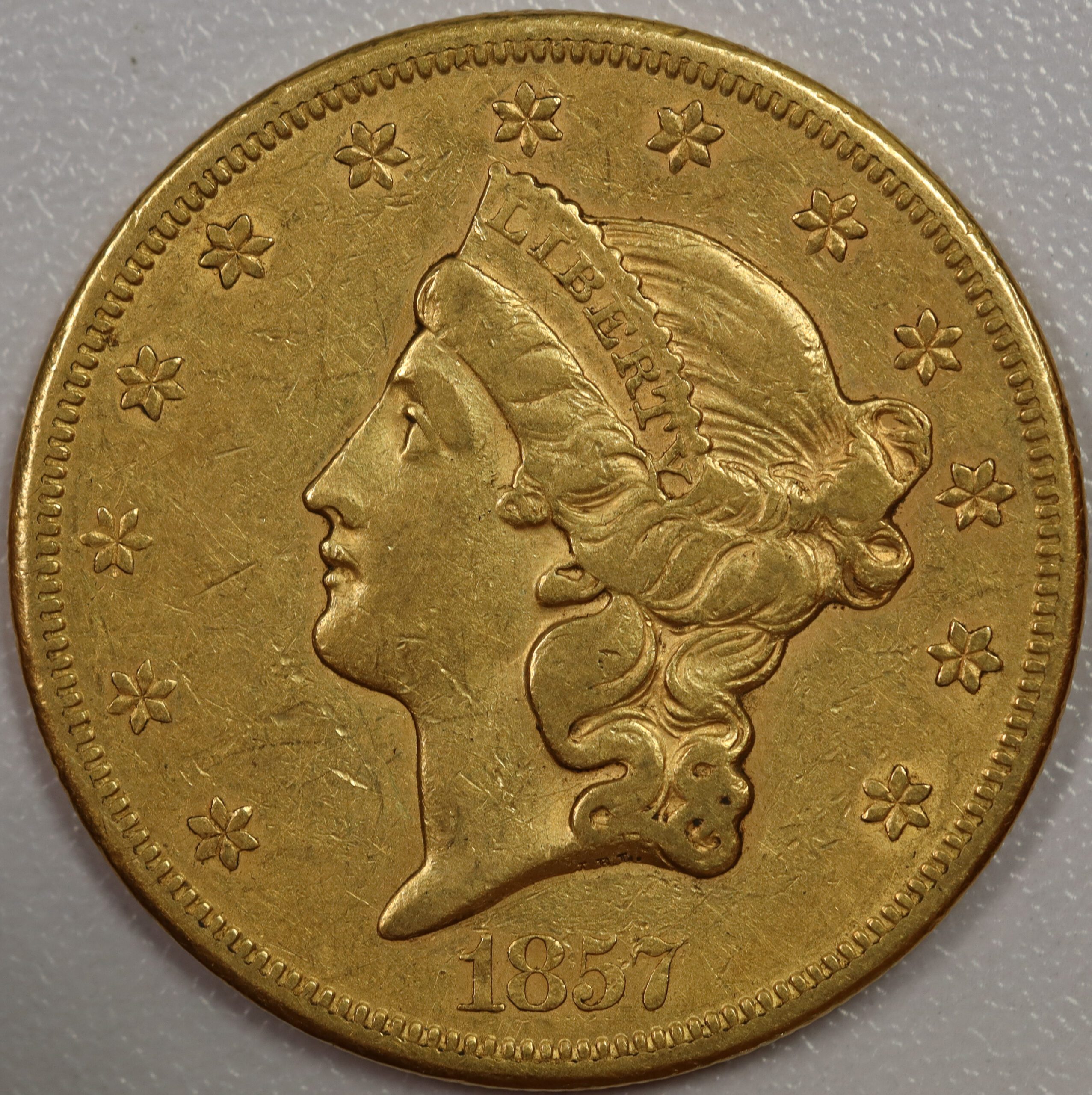 1857 S Liberty Head $20 Gold EF