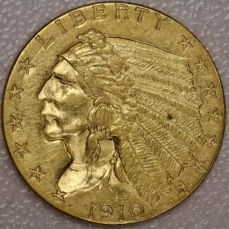 1910 Indian Head $2.50 Gold AU