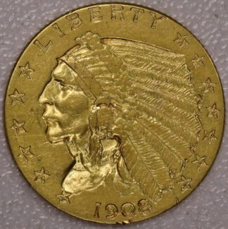 1908 AU Head $2.50 Gold AEF Rim Cuts