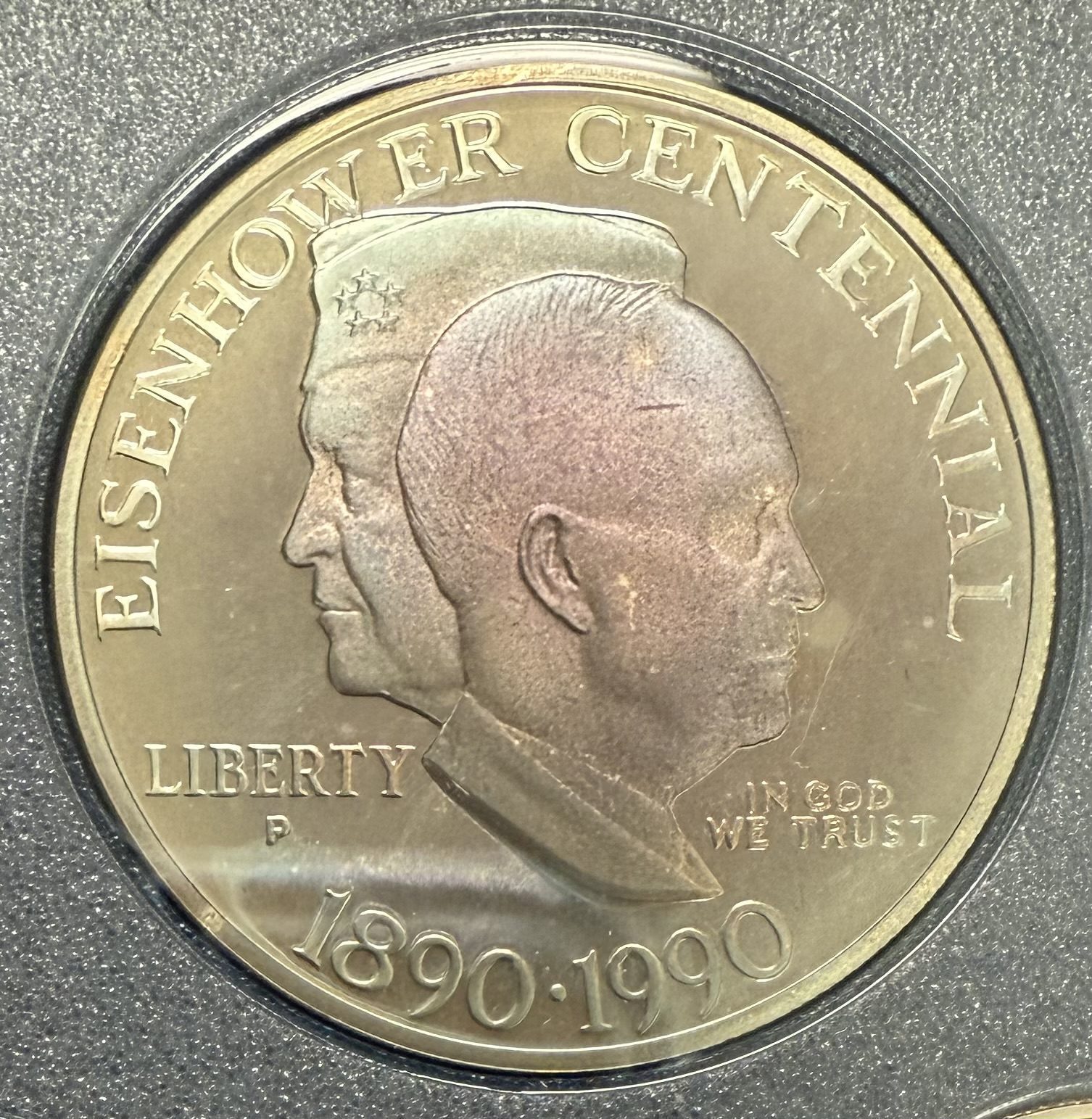 1990 P Prestige Proof Set w/ Eisenhower Commemorative Silver Dollar OGP Dollar Has Toning - Image 4
