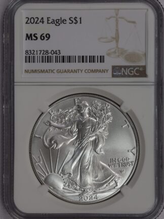 2024 Silver Eagle Early Brown Label MS69 NGC