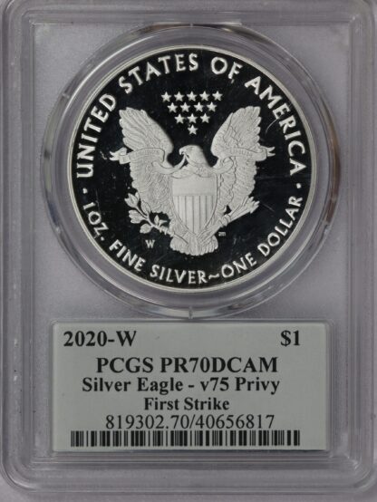 2020 W V75 Privy Mark Silver Eagle PCGS PR70 DCAM – Portsmouth