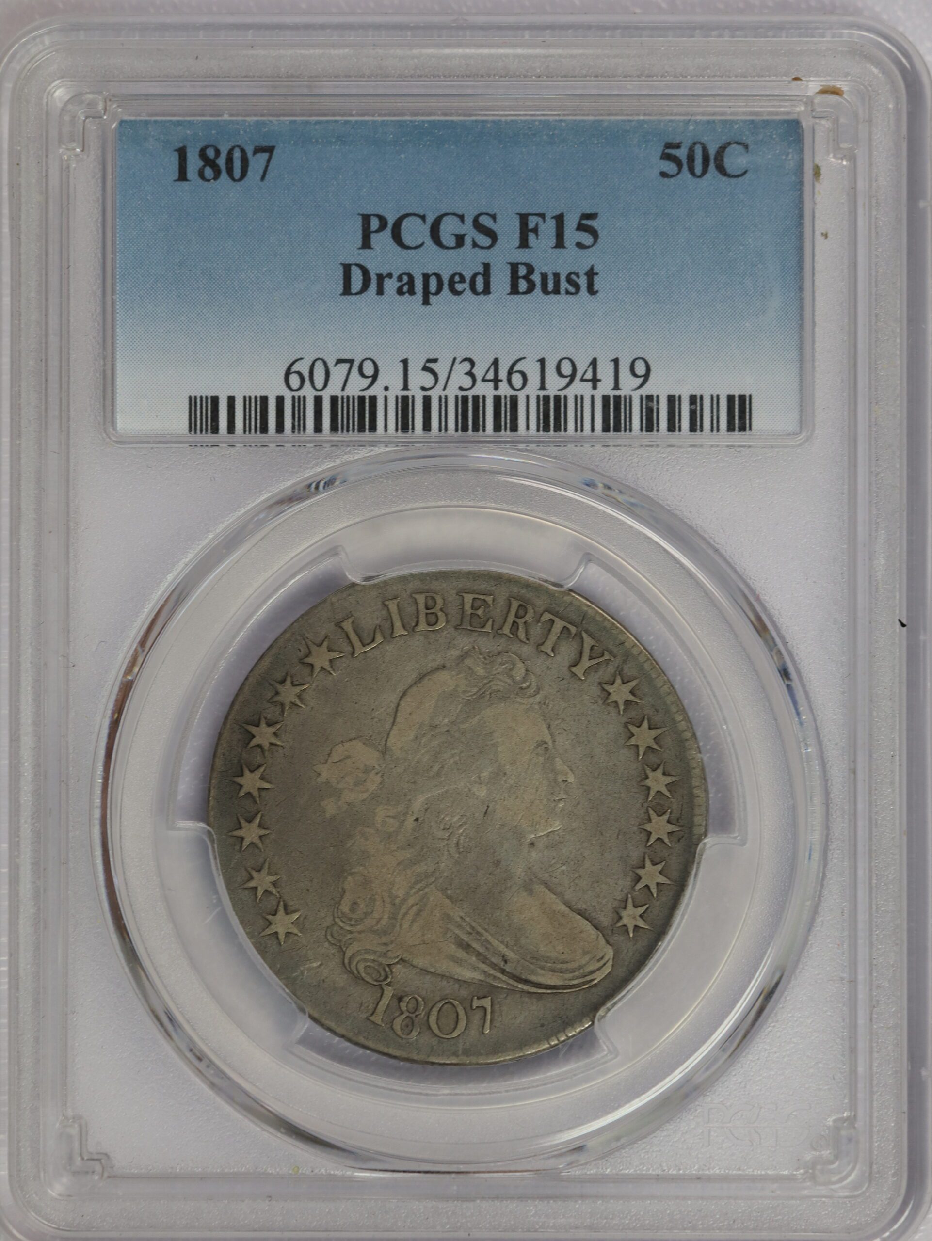 1807 Draped Bust Half Dollar F15 PCGS