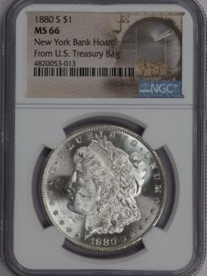 1880 S Morgan Dollar MS66 NGC new York Hoard From US Treasury Bag