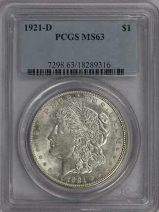 1921 D Morgan Dollar MS63 PCGS