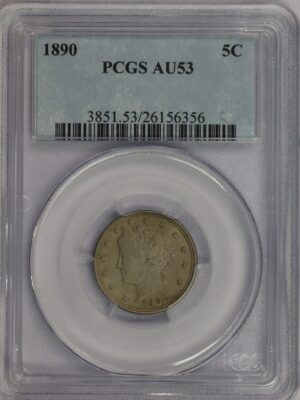 1890 Liberty V Nickel PCGS AU53