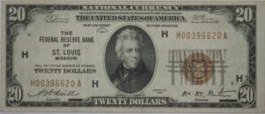 Auction- 1929 $20 ST. Louis Missouri National Currency Paper Money Note