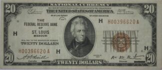 Auction- 1929 $20 ST. Louis Missouri National Currency Paper Money Note