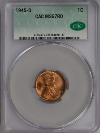Auction- 1945 S Lincoln Wheat Cent MS67 RD CAC