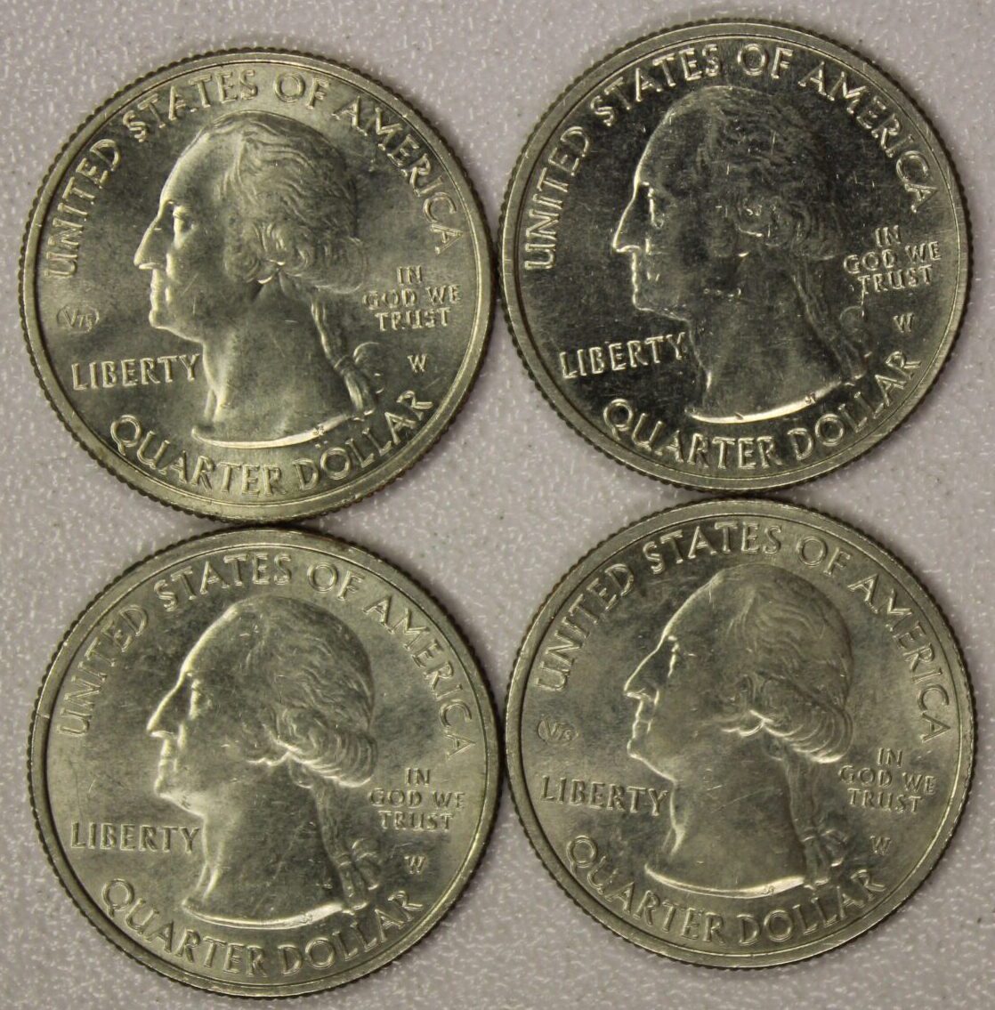 AUCTION- 2019 & 2020 ATB Washington Quarters with "W" Mint Mark (Total of Four)