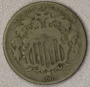 AUCTION-   1869 Shield Nickel Circulated