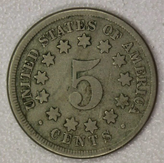 AUCTION- 1869 Shield Nickel Circulated - Image 2
