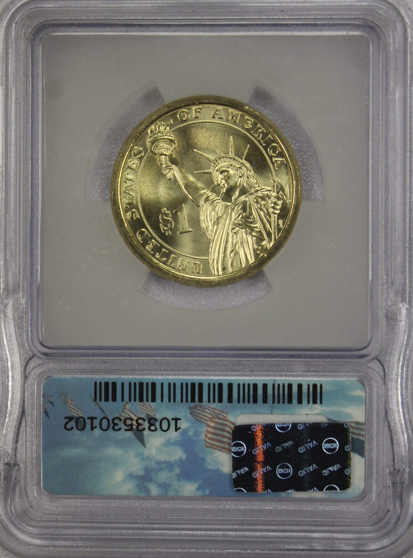 AUCTION- 2007 Washington President Dollar Mint Error Missing Edge Lettering IGC MS66 - Image 2