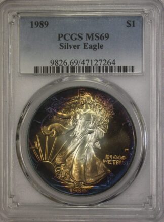 AUCTION-   1989 American Silver Eagle PCGS MS69 Super Toner