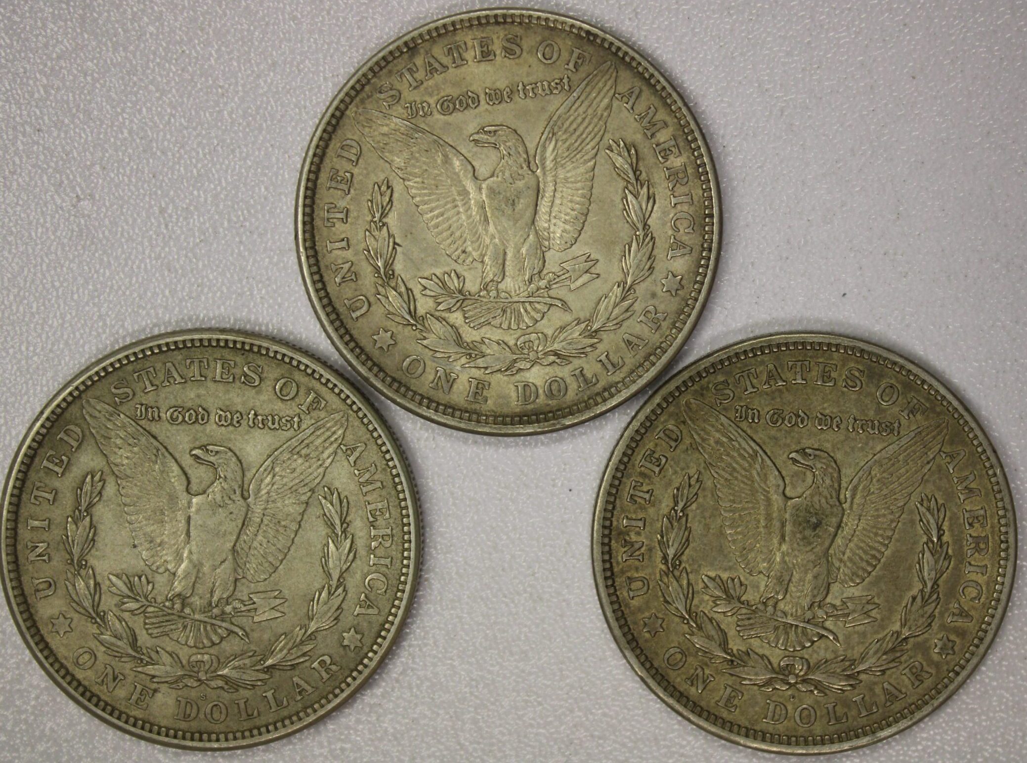 AUCTION- 1921, 1921-D & 1921-S Morgan Silver Dollars Circulated - Image 2